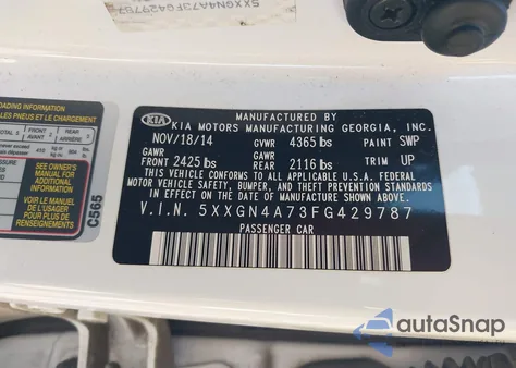 2015 Kia Optima Ex z USA, uszkodzony, nr VIN 5XXGN4A73FG429787